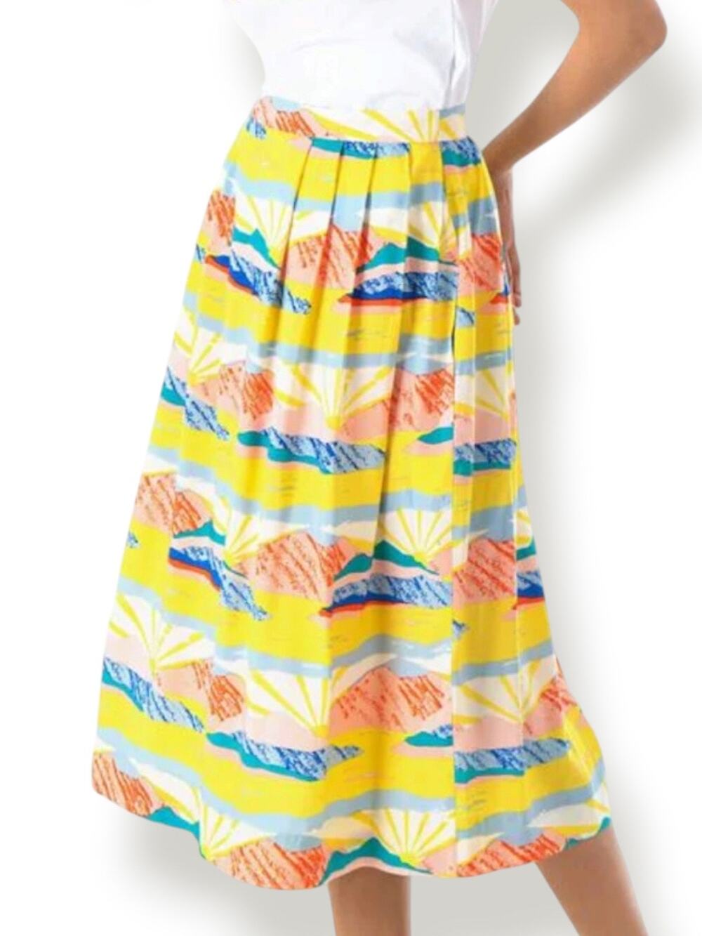 Emily And Fin Faye Skirt Paintbox Valley Midi Skirt Pastel Landscape Whimsical